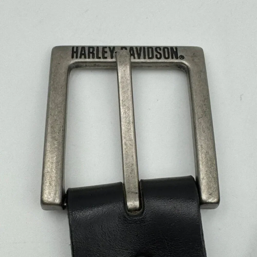 Harley-Davidson Embossed Leather Belt Black Bar & Shield Logo Mens Size 40